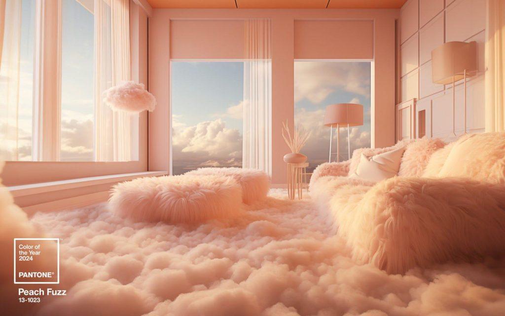 Pantone Color of the Year 2024 Peach Fuzz in Home Interiors